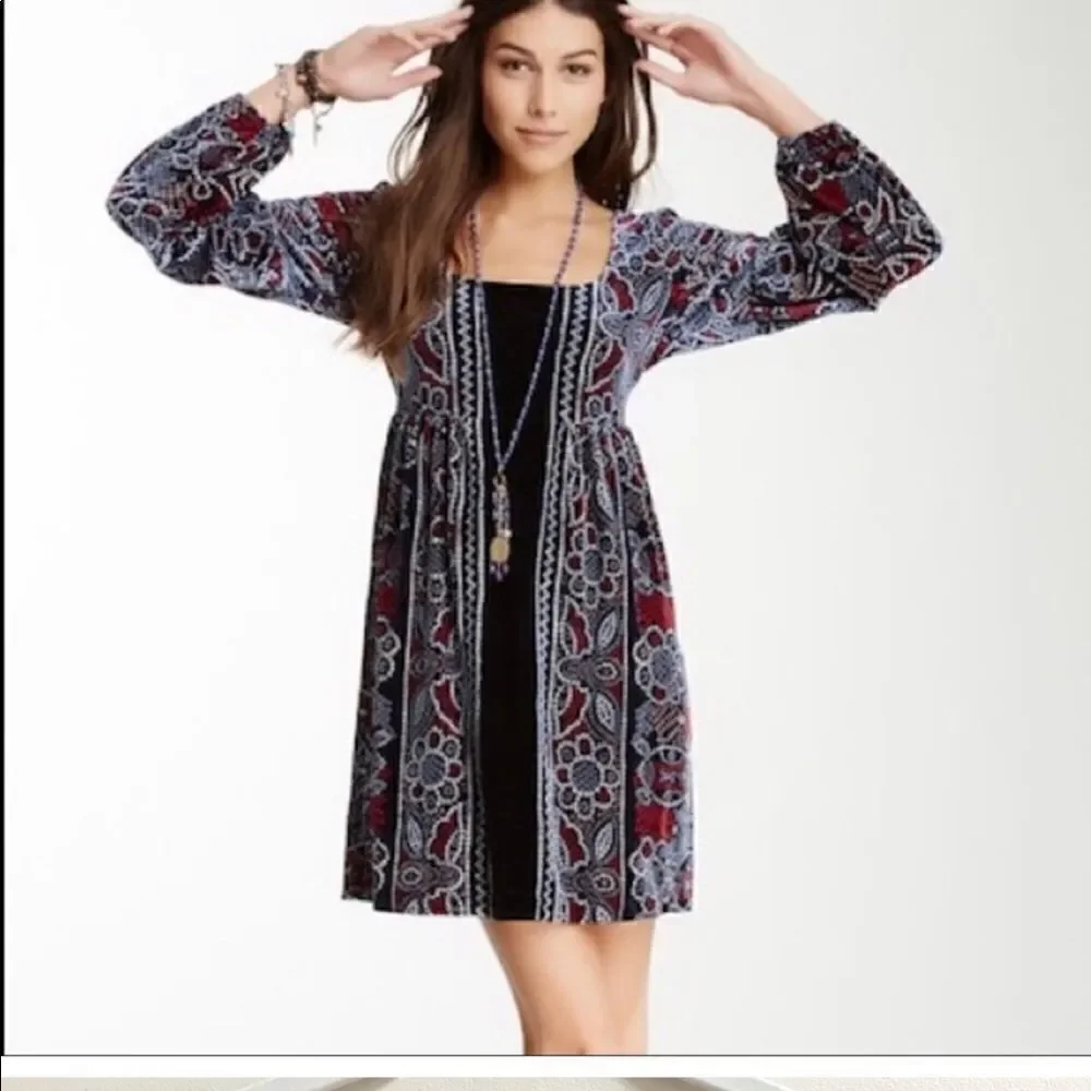 Free People Stretch velvet Oh so easy babydoll dress